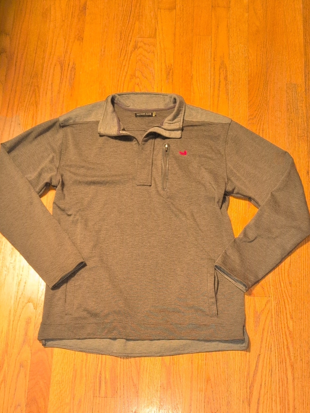 Southern Marsh Men's Gray Quarter-Zip Pullover with Red Logo